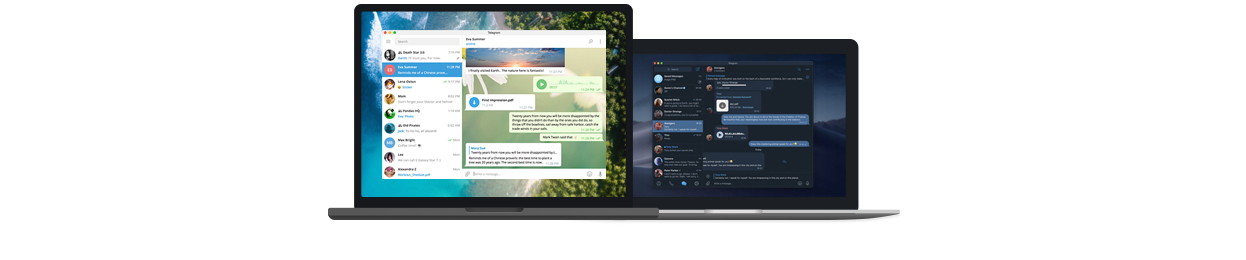 Telegram berjalan di peramban pada laptop dan tablet